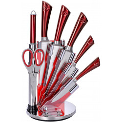 Ensemble couteaux 7 pièces + Support pliant et pivotant à 360° Rouge Royalty Line