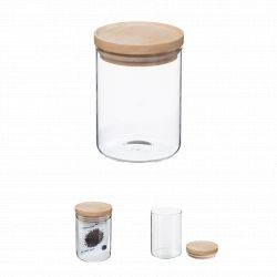 Bocaux de rangement en verre et bois couvercle hermétique Atmosphera