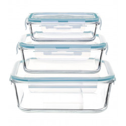 Lot de 3 boites en verre "Clipeat" Secret de Gourmet