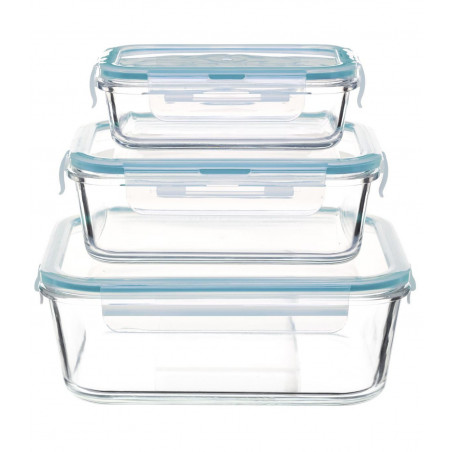 Lot de 3 boites en verre "Clipeat" Secret de Gourmet