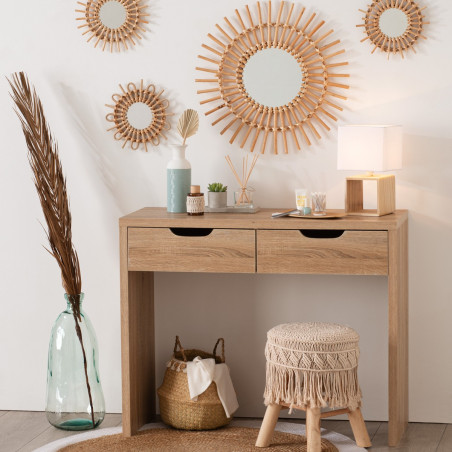 Lot de 3 miroirs Soleil en rotin Diamètre 28 cm Atmosphera