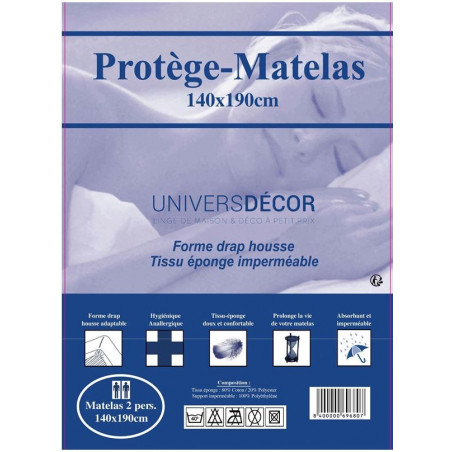Protège matelas imperméable, absorbant et anti-acariens 140 x 190 cm