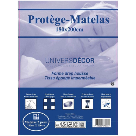 Protège matelas imperméable, absorbant et anti-acariens 180 x 200 cm