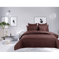 Couvre lit boutis 7 pièces uni "piquage Métro" Choco