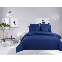 Couvre lit boutis 7 pièces uni "piquage Métro" Navy
