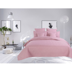Couvre lit boutis 7 pièces uni "piquage Métro" Rose poudré