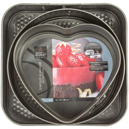 Lot de 3 moules démontables - Fond amovible Secret de Gourmet