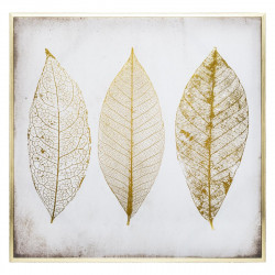 Toile imprimée cadre Feuilles Dorées 58 x 58 cm Atmosphera