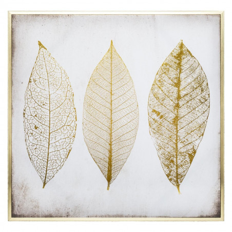 Toile imprimée cadre Feuilles Dorées 58 x 58 cm Atmosphera