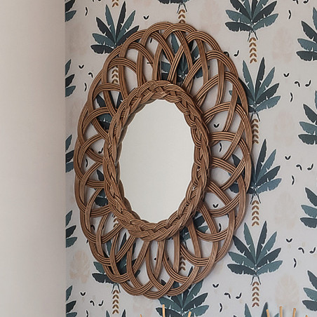 Miroir fleur doré en rotin 50 cm Atmosphera