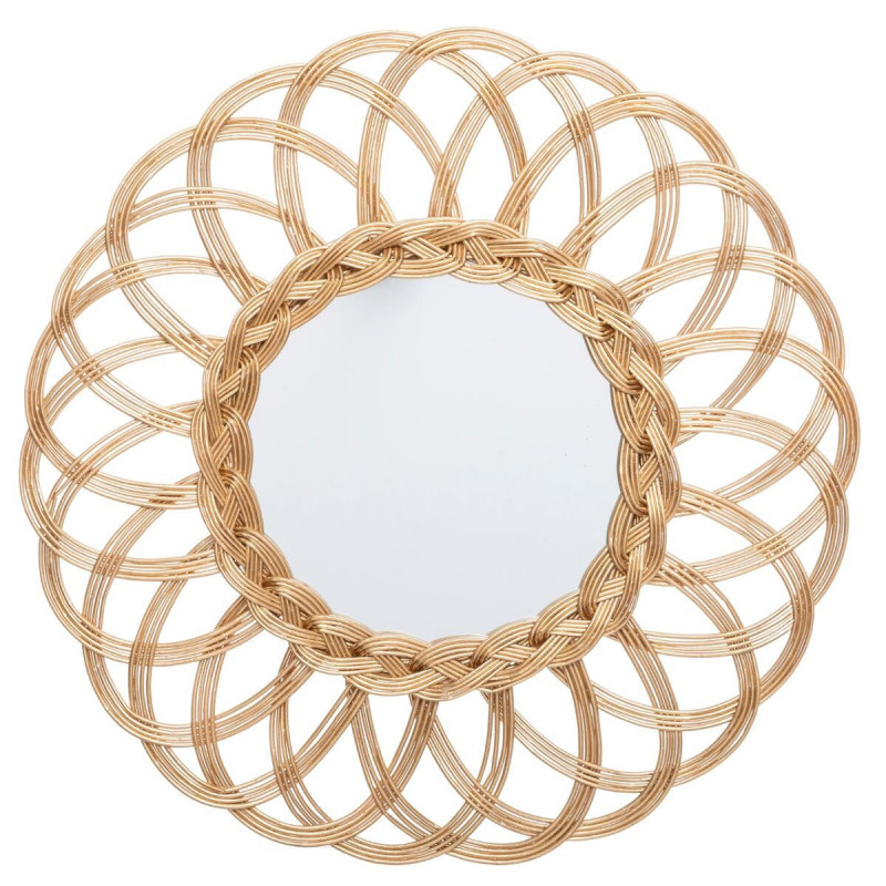 Miroir fleur doré en rotin 50 cm Atmosphera