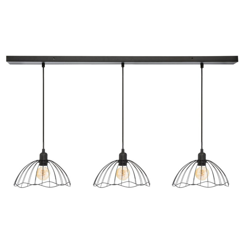 Suspension filaire 3 ampoules "Galt" noir en métal Atmosphera