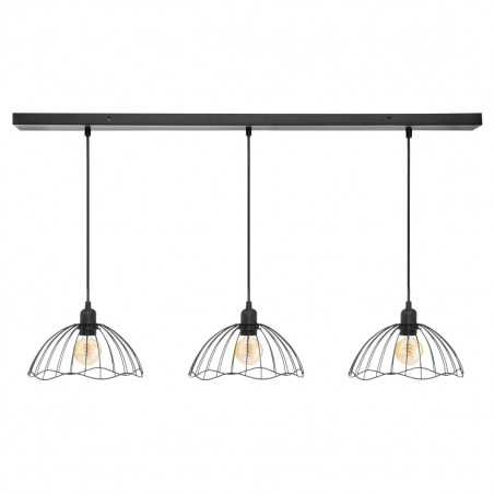 Suspension filaire 3 ampoules "Galt" noir en métal Atmosphera