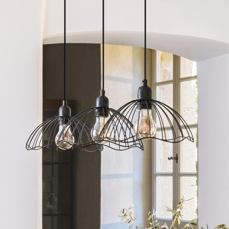 Suspension filaire 3 ampoules "Galt" noir en métal Atmosphera
