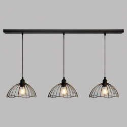 Suspension filaire 3 ampoules "Galt" noir en métal Atmosphera