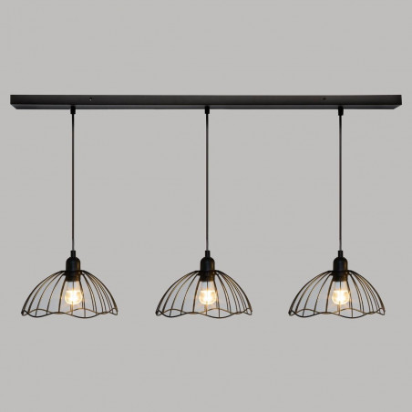 Suspension filaire 3 ampoules "Galt" noir en métal Atmosphera