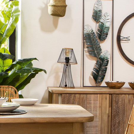 Lampe "Sisal" filaire en métal & en rotin H38,5 d'Atmosphera