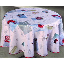 Nappe anti tache ronde "Flocons" 160 cm (4 à 6 couverts)