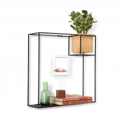 Grande étagère simple en bois et métal noir "Cubist" Umbra