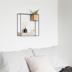 Grande étagère simple en bois et métal noir "Cubist" Umbra