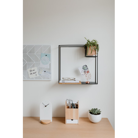 Grande étagère simple en bois et métal noir "Cubist" Umbra