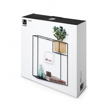Grande étagère simple en bois et métal noir "Cubist" Umbra