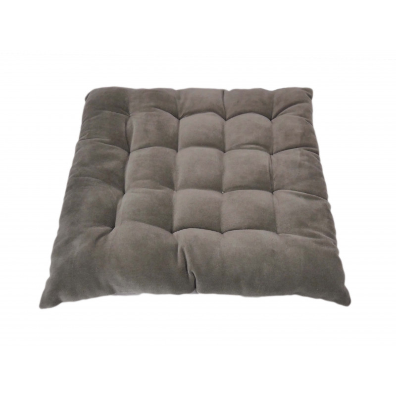 Coussin de chaise capitonné en velours de coton 16 points 40 x 40 + 5 cm "Isilde" Vent du sud