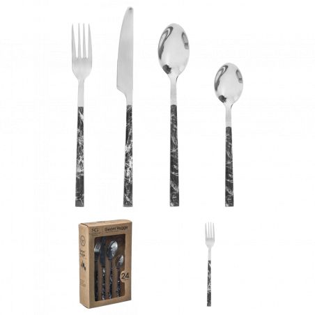 Ménagère 24 pièces "Marbré" Secret de gourmet