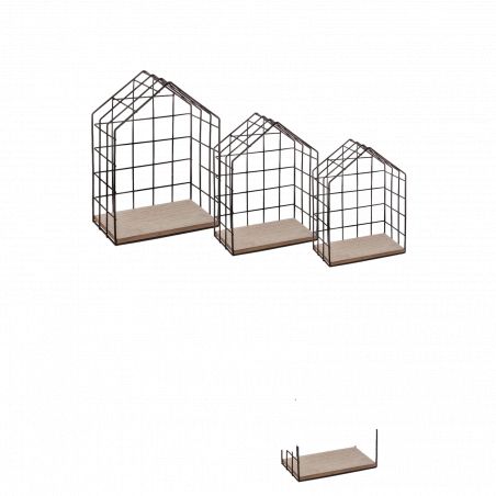 Lot de 3 étagères Maison Noir Atmosphera