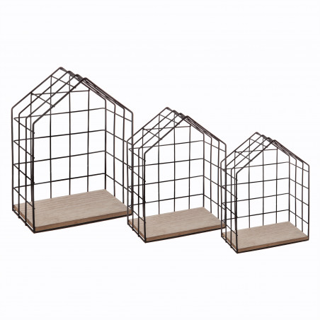 Lot de 3 étagères Maison Noir Atmosphera