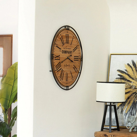 Horloge "Colonial" métal & bois D58 cm Atmosphera