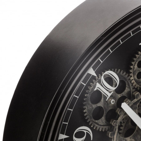 Horloge mécanique noire, métal Diamètre 37 cm Atmosphera