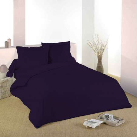 Housse de couette Prune  240 x 220 cm / 100% Coton / 57 Fils/cm² pour lit 2 places