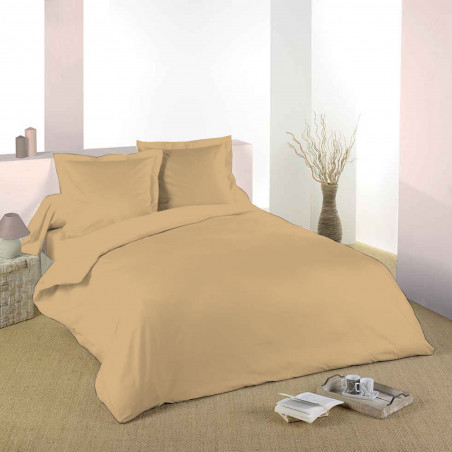 Housse de couette Taupe 240 x 220 cm / 100% Coton / 57 Fils/cm² pour lit 2 places
