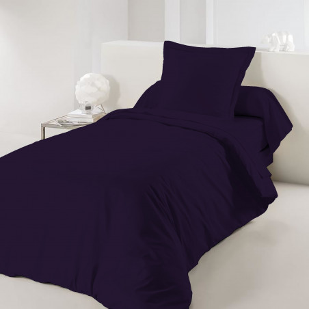 Housse de couette Prune 140 x 200 cm / 100% Coton / 57 Fils/cm² pour lit 1 place