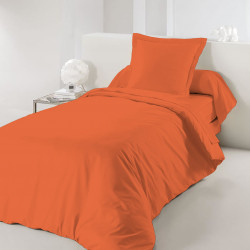 Housse de couette Orange 140 x 200 cm / 100% Coton / 57 Fils/cm² pour lit 1 place