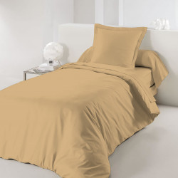 Housse de couette Taupe 140 x 200 cm / 100% Coton / 57 Fils/cm² pour lit 1 place