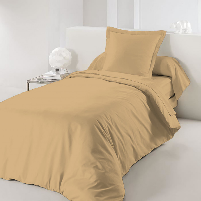 Housse de couette Taupe 140 x 200 cm / 100% Coton / 57 Fils/cm² pour lit 1 place