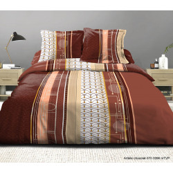 Pack complet Ardec Choco housse de couette pour lit 140 x 190 cm 100% coton / 57 fils/cm²
