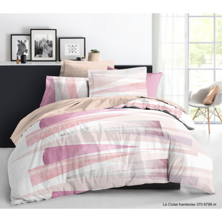 Pack complet La Ciotat Rose  housse de couette pour lit 140 x 190 cm 100% coton / 57 fils/cm²