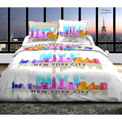 Pack complet NY Skyline Rose housse de couette pour lit 140 x 190 cm 100% coton / 57 fils/cm²