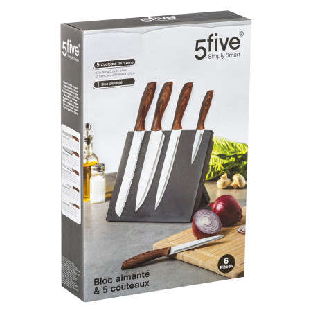 Bloc 5 couteaux Aimanté Secret de Gourmet