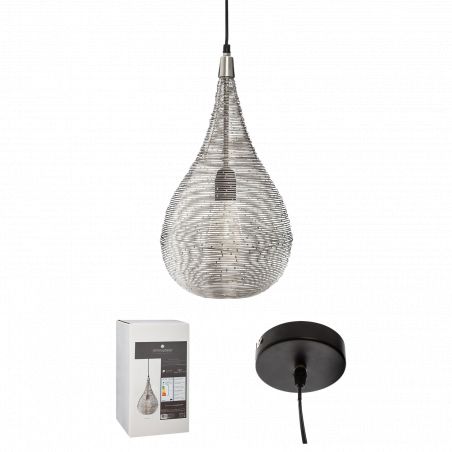 Suspension goutte métal "Kiru" argent Diamètre 23 cm Atmosphera