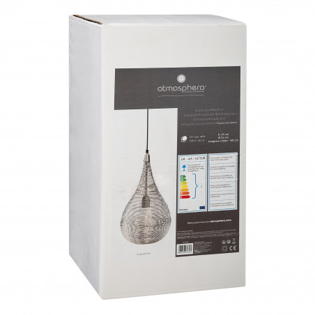 Suspension goutte métal "Kiru" argent Diamètre 23 cm Atmosphera
