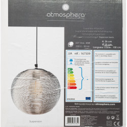 Suspension boule métal "Kiru" argent Diamètre 25 cm Atmosphera