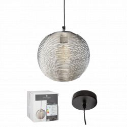 Suspension boule métal "Kiru" argent Diamètre 25 cm Atmosphera
