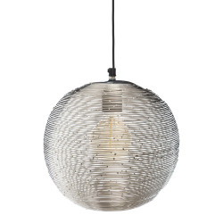 Suspension boule métal "Kiru" argent Diamètre 25 cm Atmosphera