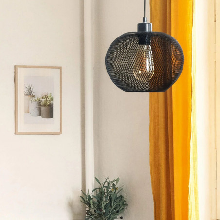 Suspension "Emie" noire, métal Diamètre 25 cm Atmosphera