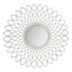 Miroir "Fleur" argent & bois sculpté Diamètre 90 cm Atmosphera