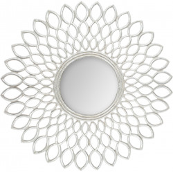 Miroir "Fleur" argent & bois sculpté Diamètre 90 cm Atmosphera